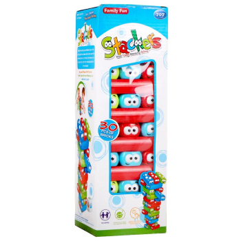 Gra zręcznościowa Dżenga Junior dla dzieci 3+ Chwiejąca się Wieża z Klocków + Kolorowe belki + Kostka